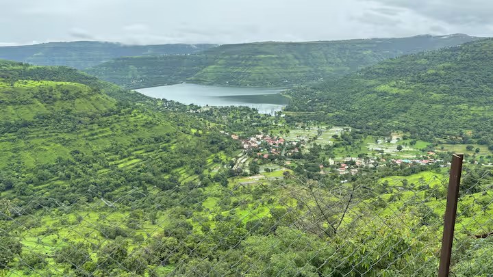 Panoramic Dhom Dam valley view from property — Paramount's Vinayaka Panchgani